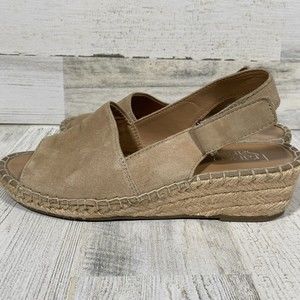 Franco Sarto Women's Size 7M Leanne Tan Leather Espadrille Sandals Low Heel